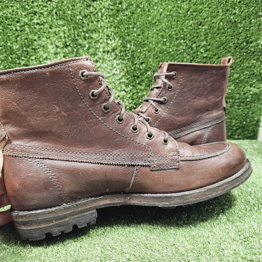 Frye Dakota Brown Leather Black Label‎ Lace Up Ankle Casual Boots Mens Size 9 D